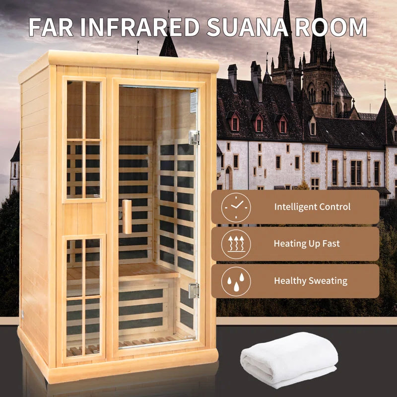 2-Person Far Infrared Canadian Hemlock Wood Low-EMF Indoor Sauna with Smart Phone App, Sauna World Co®