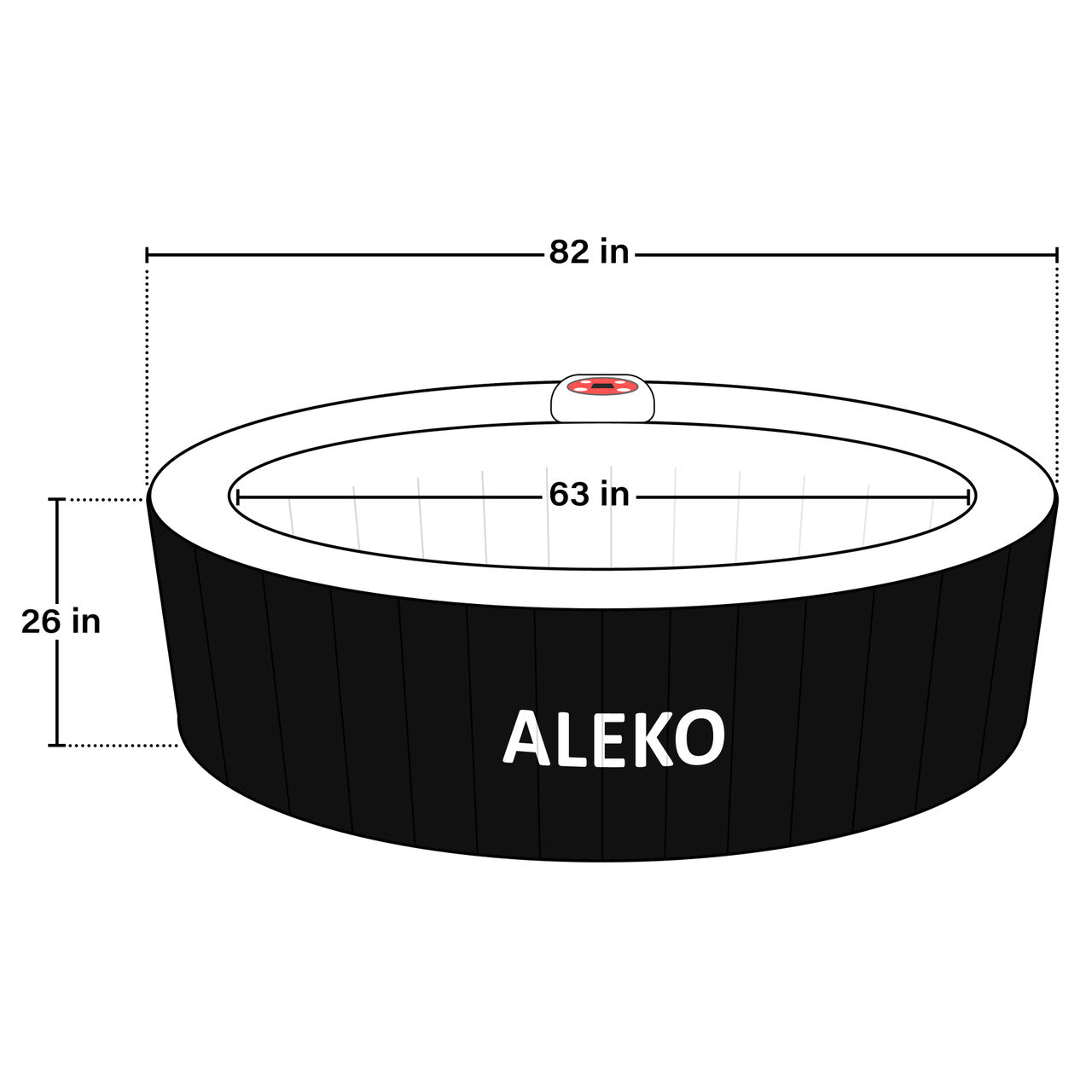 Aleko Square Inflatable Jetted Hot Tub with Cover - 6 Person - 265 Gallon - Black