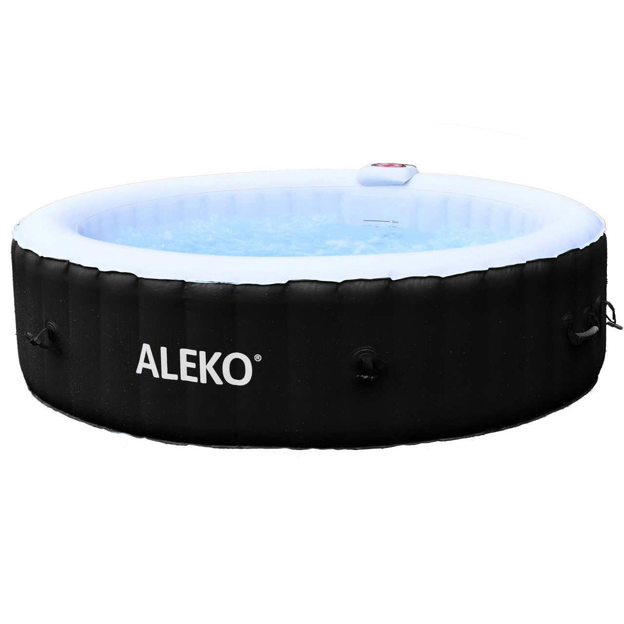 Aleko Square Inflatable Jetted Hot Tub with Cover - 6 Person - 265 Gallon - Black