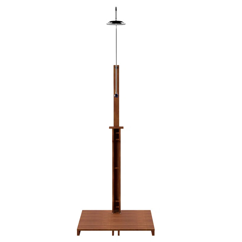 Stainless Steel Freestanding Outdoor Shower and Duckboard