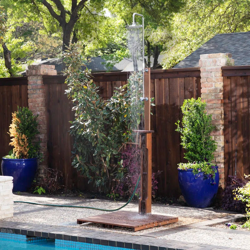 Stainless Steel Freestanding Outdoor Shower and Duckboard