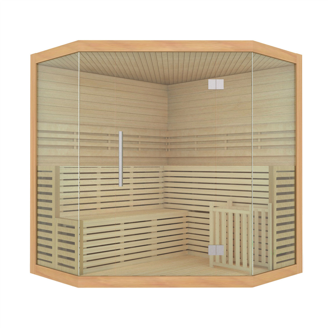 Aleko Canadian Hemlock Luxury Indoor Wet Dry Sauna with LED Lights - 6 kW UL Certified Heater - 5-6 Person