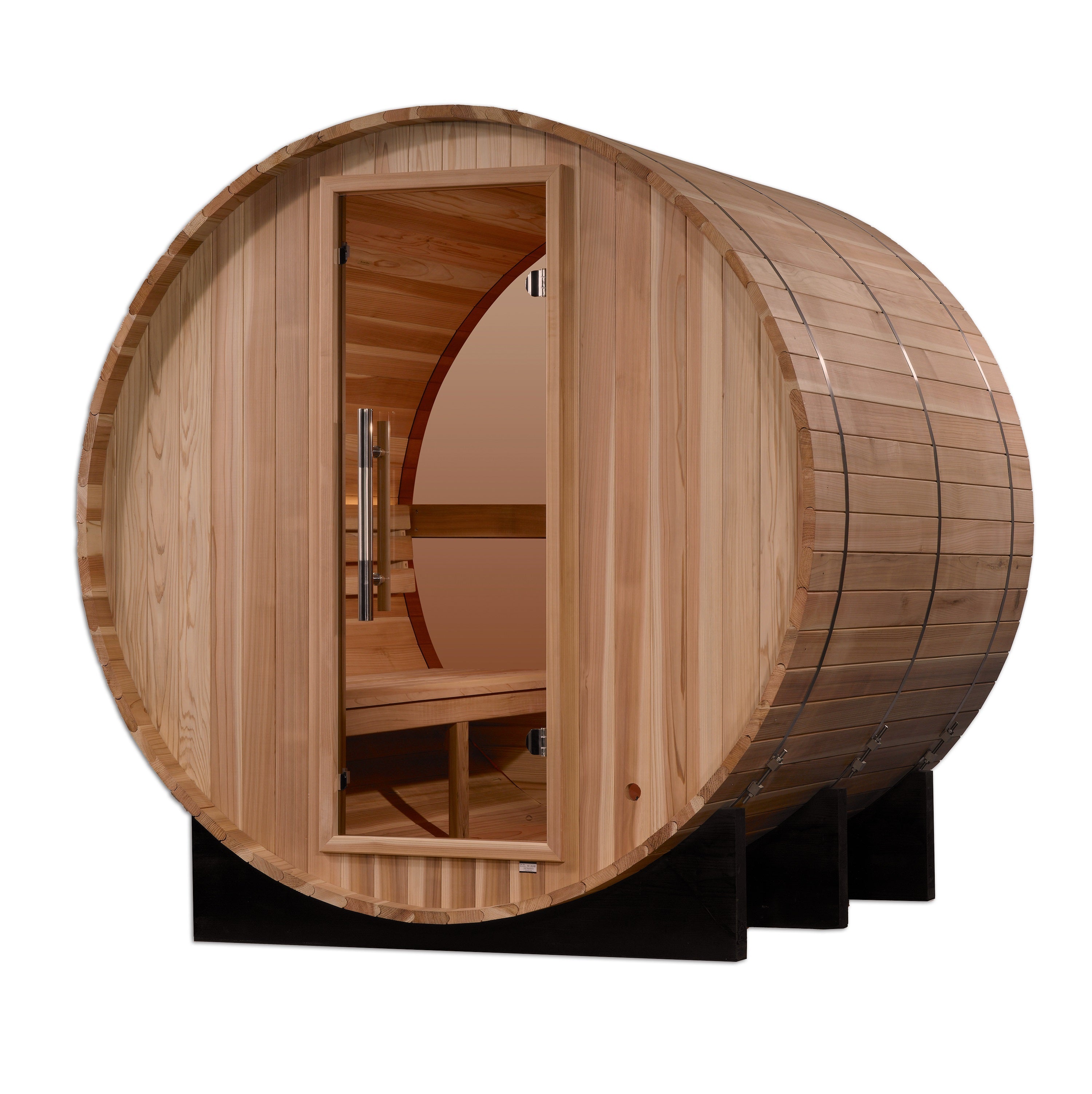 Golden Designs "Zurich" 4 Person Barrel with Bronze Privacy View - Traditional Sauna -  Pacific Cedar