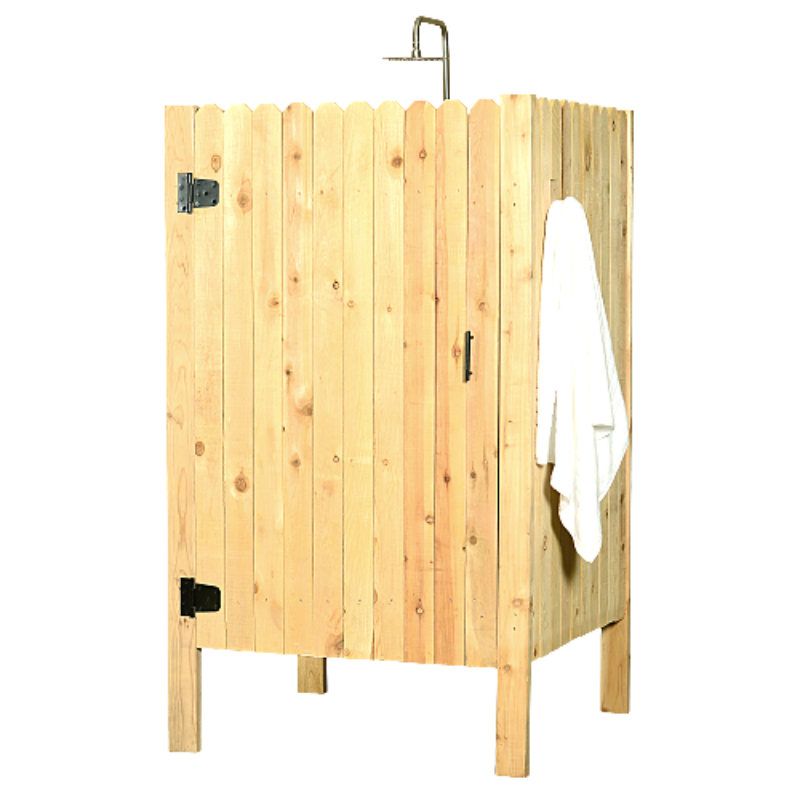 Rustic Picket Outdoor Shower With Door