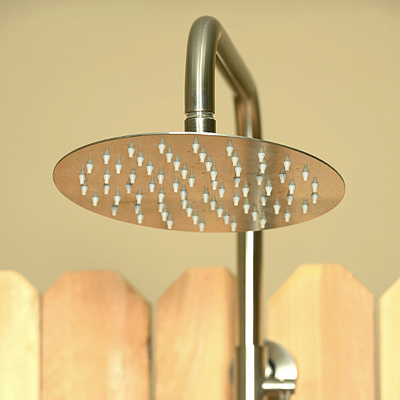 Rustic Picket Outdoor Shower With Door