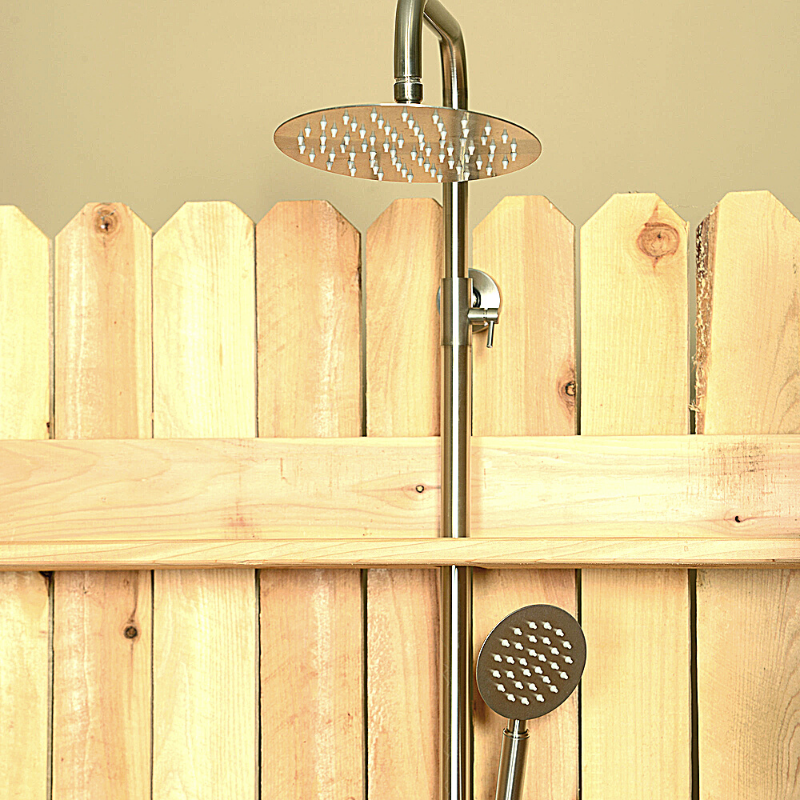 Rustic Picket Outdoor Shower With Door