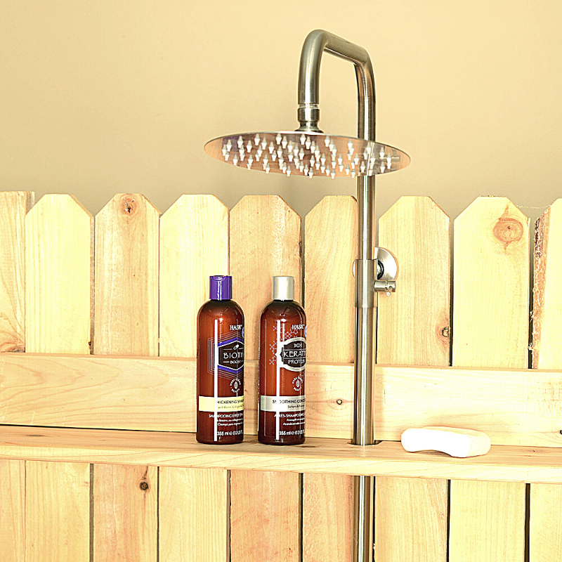 Rustic Picket Outdoor Shower With Door